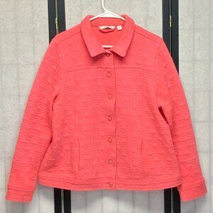 Isaac Mizrahi Live Coral Quilted Lightweight Bomber Jacket XL Short Button Coat
